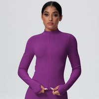 High-Stretch Zip-Up Jacket with Thumbholes