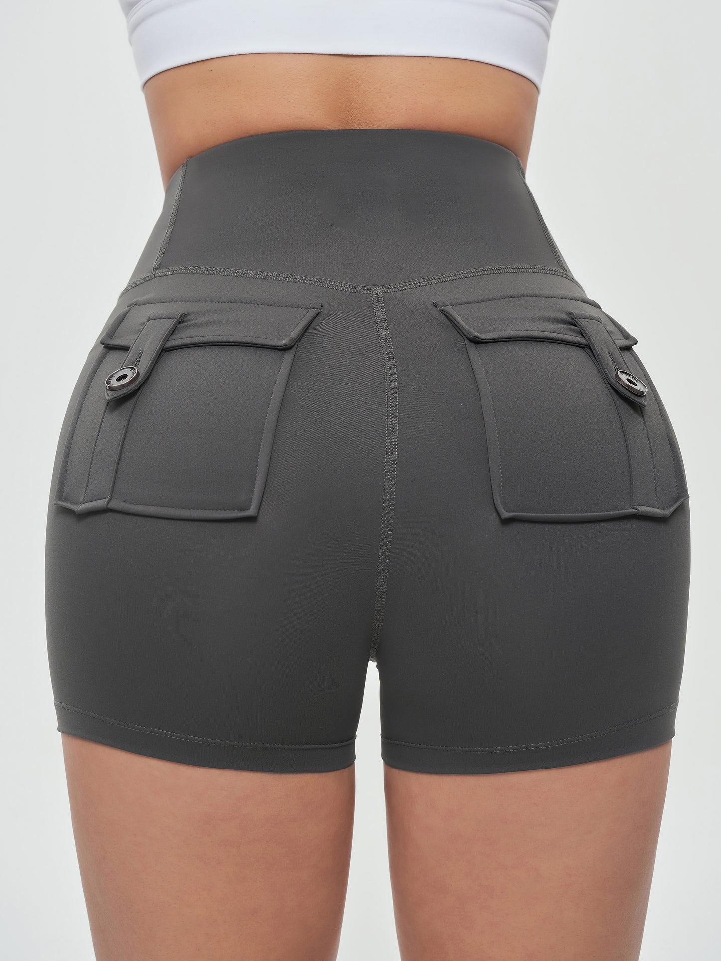 High Waisted Hip Lifting Shorts - Gray