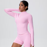 High-Stretch Zip-Up Jacket with Thumbholes