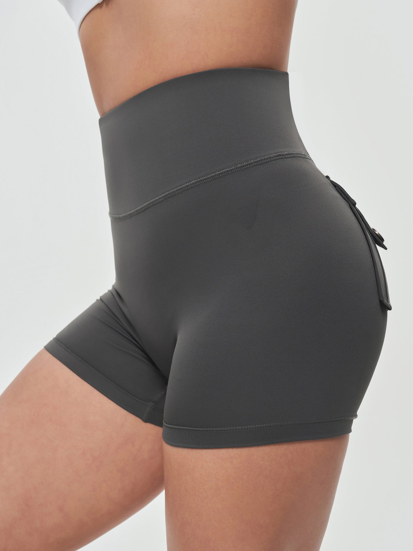 High Waisted Hip Lifting Shorts - Gray