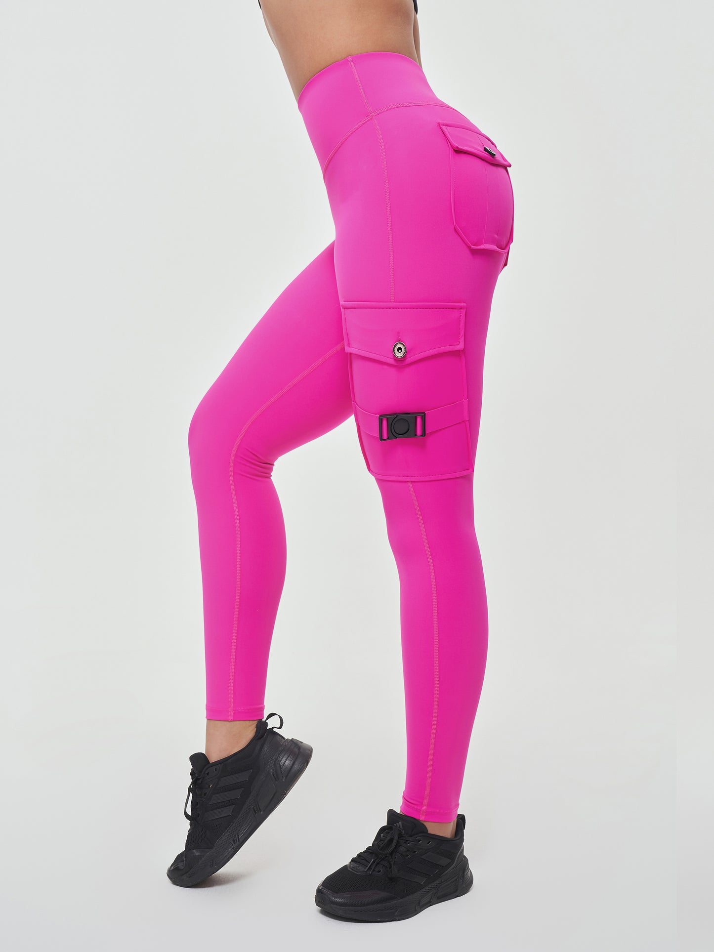 Women's Cargo Style Fitness Pockets Leggings - Fuchsia