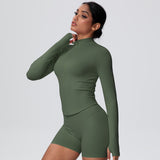 High-Stretch Zip-Up Jacket with Thumbholes