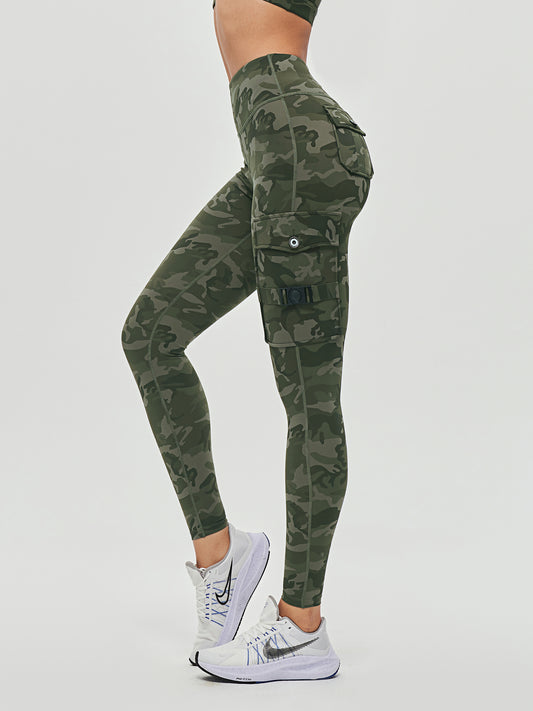 Women's Cargo Style Fitness Pockets Leggings - Camo