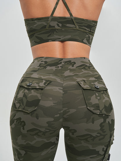 Women's Cargo Style Fitness Pockets Leggings - Camo