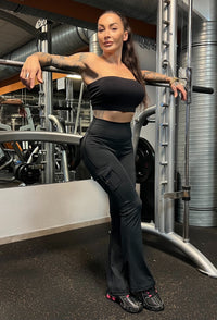 Cargo-Style High-Waist Flare Leggings