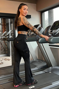 Cargo-Style High-Waist Flare Leggings