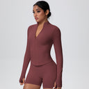 High-Stretch Zip-Up Jacket with Thumbholes