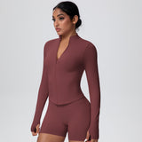 High-Stretch Zip-Up Jacket with Thumbholes