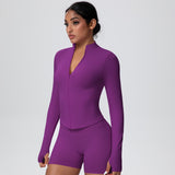 High-Stretch Zip-Up Jacket with Thumbholes