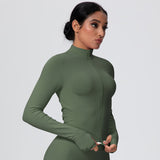 High-Stretch Zip-Up Jacket with Thumbholes