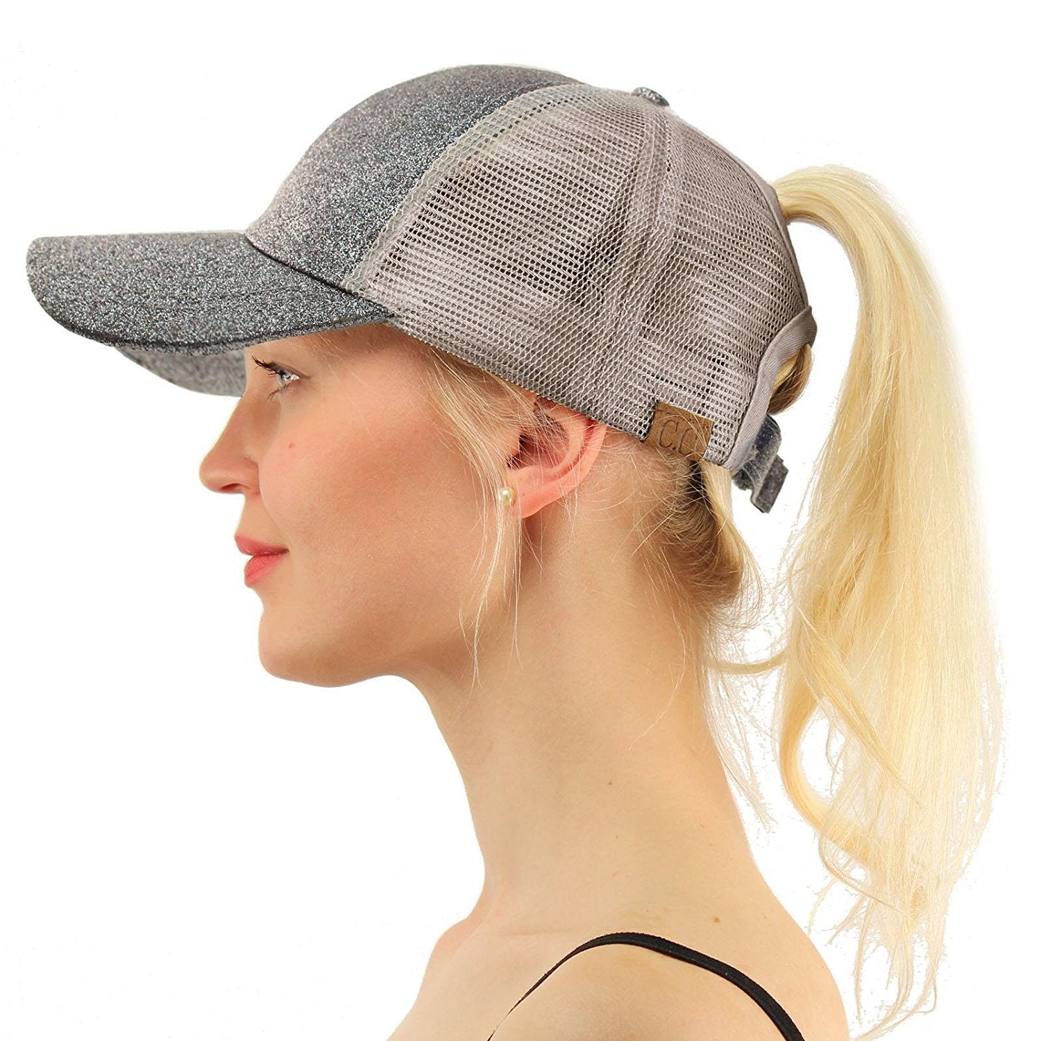 Sequin Back-Open Ponytail Baseball Cap