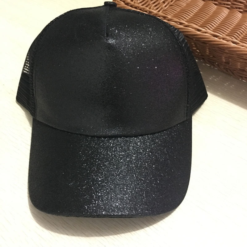 Sequin Back-Open Ponytail Baseball Cap