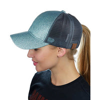 Sequin Back-Open Ponytail Baseball Cap