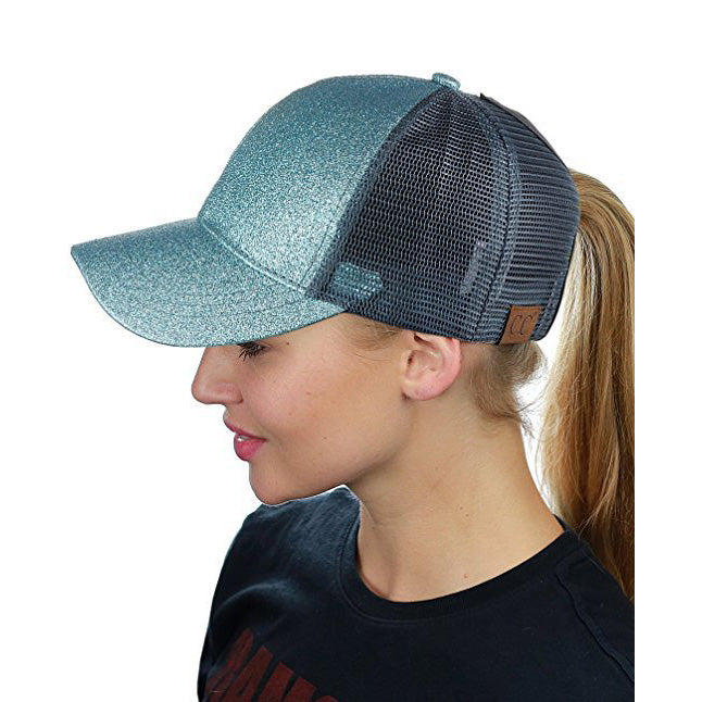 Sequin Back-Open Ponytail Baseball Cap