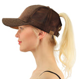 Sequin Back-Open Ponytail Baseball Cap