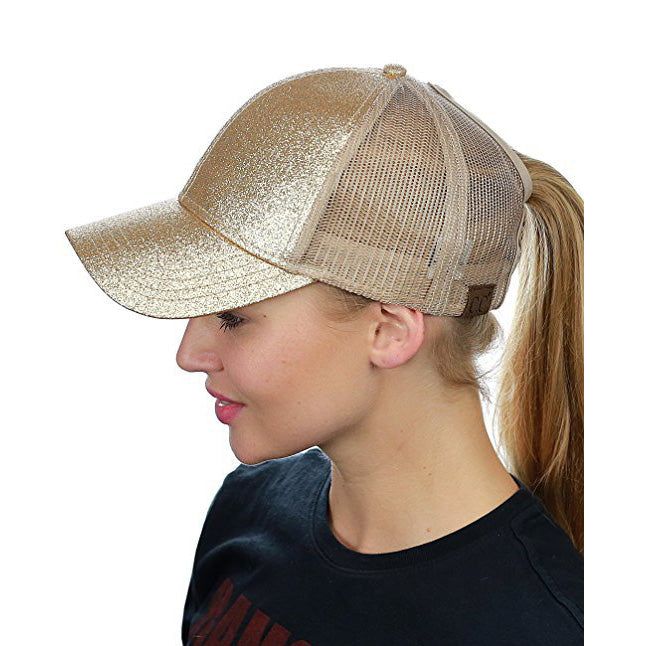 Sequin Back-Open Ponytail Baseball Cap
