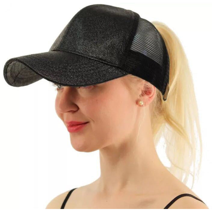 Sequin Back-Open Ponytail Baseball Cap