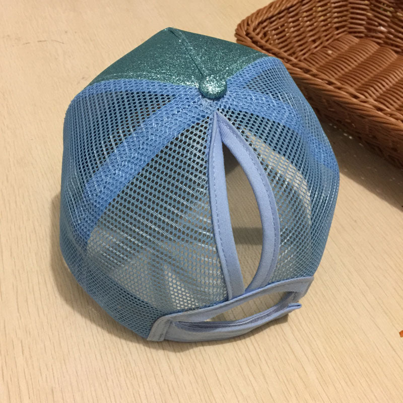 Sequin Back-Open Ponytail Baseball Cap