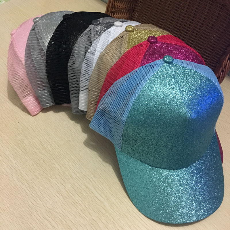 Sequin Back-Open Ponytail Baseball Cap