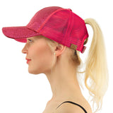 Sequin Back-Open Ponytail Baseball Cap