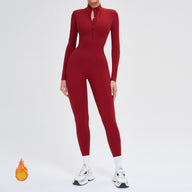 Fleece-Lined Long-Sleeve Jumpsuit