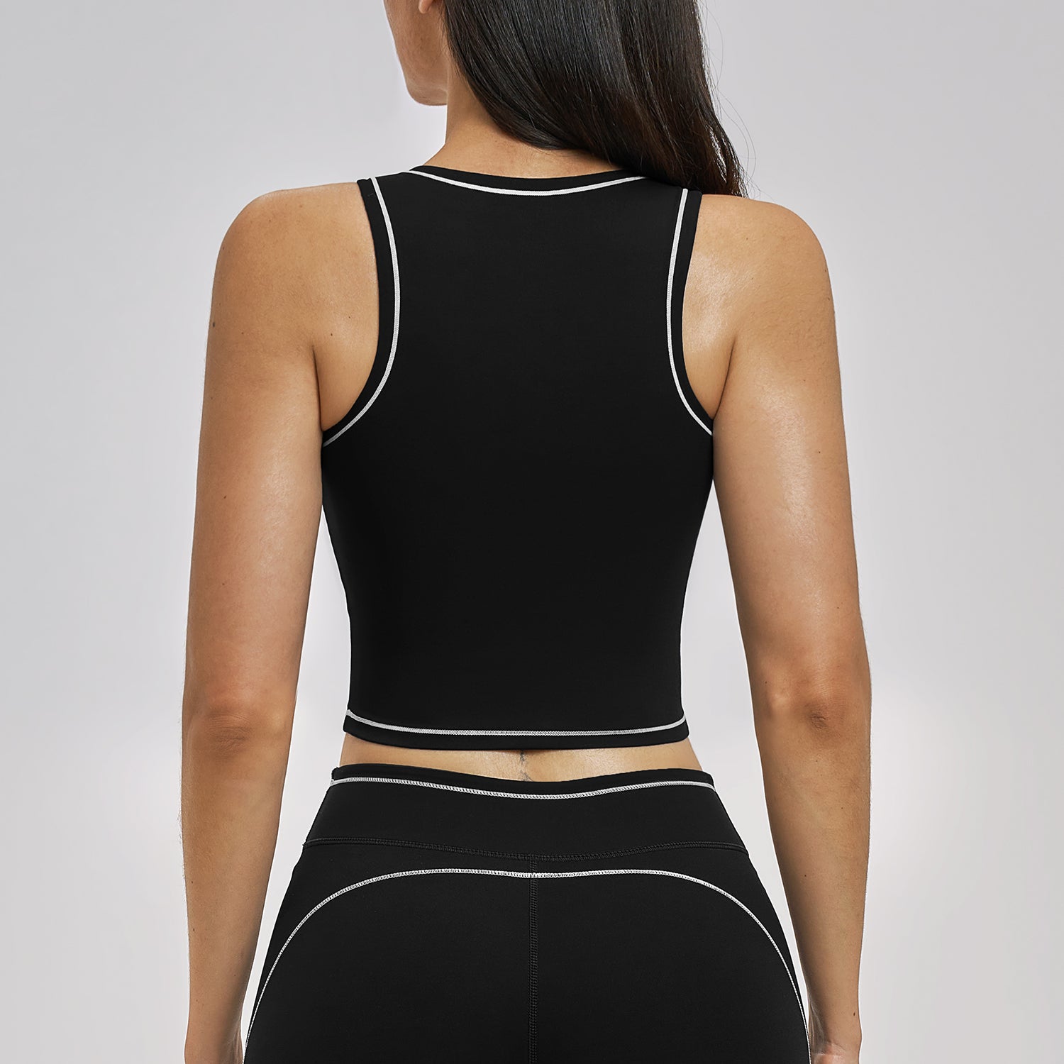 Contrast Stitch Cropped Sports Tank