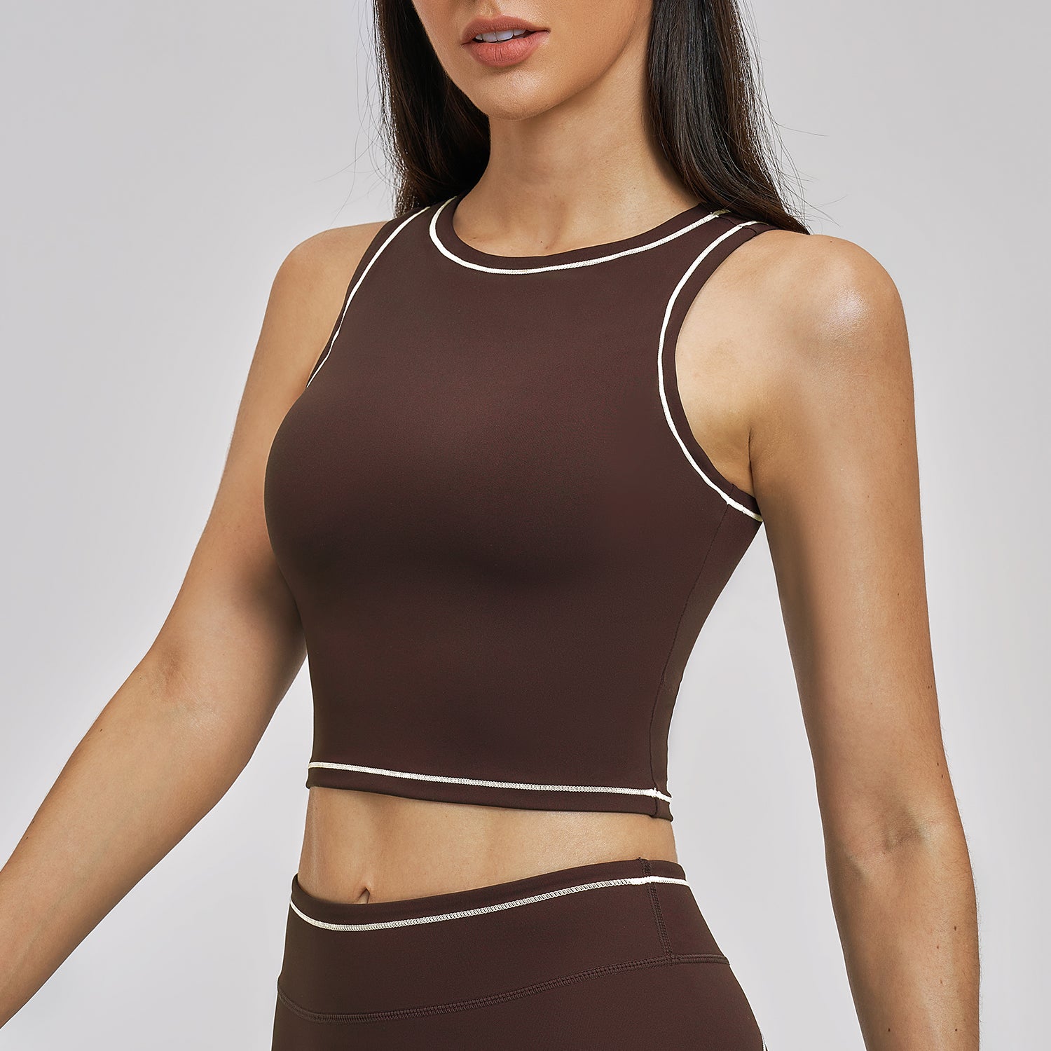 Contrast Stitch Cropped Sports Tank