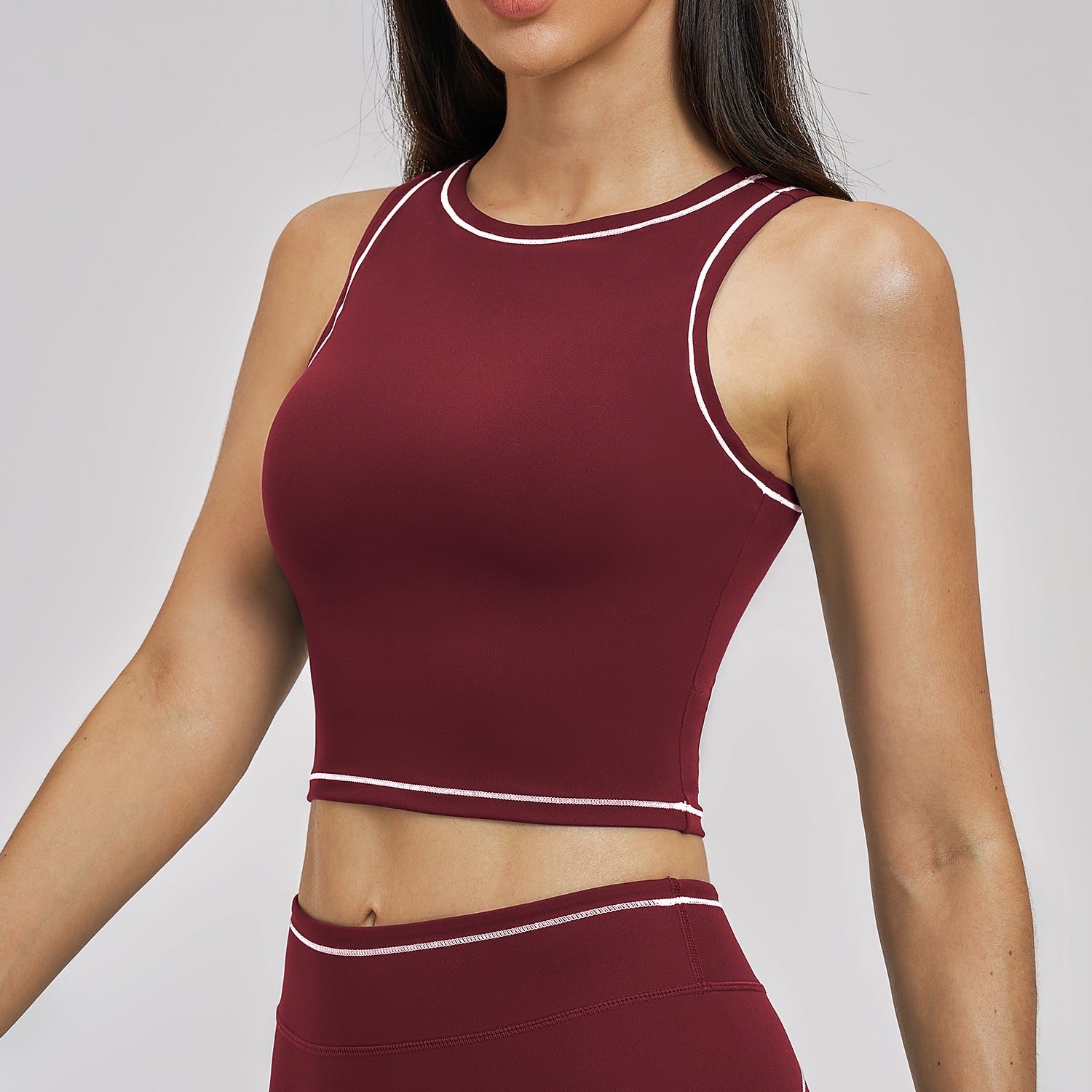 Contrast Stitch Cropped Sports Tank