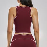 Contrast Stitch Cropped Sports Tank