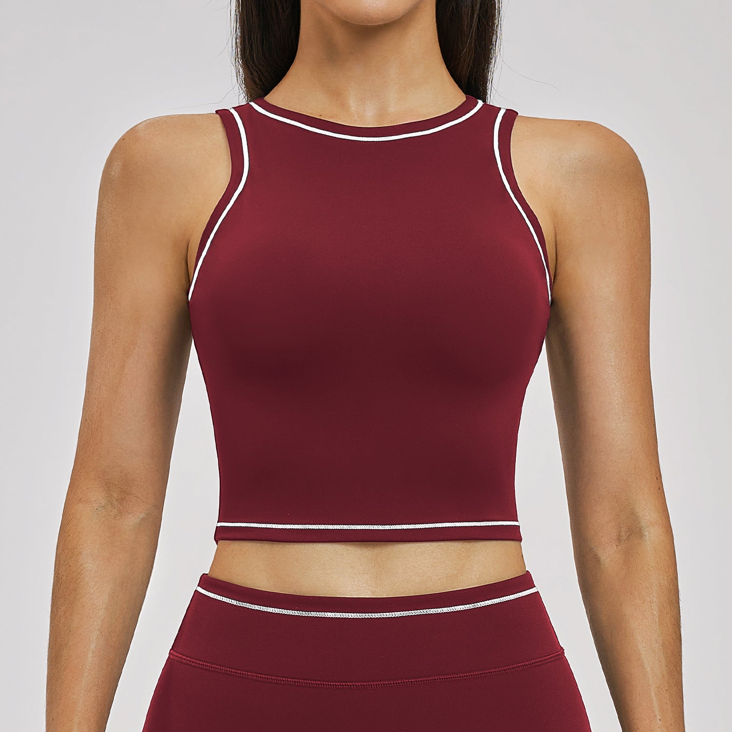 Contrast Stitch Cropped Sports Tank