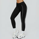 Contrast-Stitch Mid-Rise Sculpting Leggings