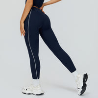 Contrast-Stitch Mid-Rise Sculpting Leggings