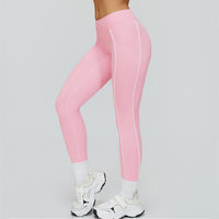 Contrast-Stitch Mid-Rise Sculpting Leggings
