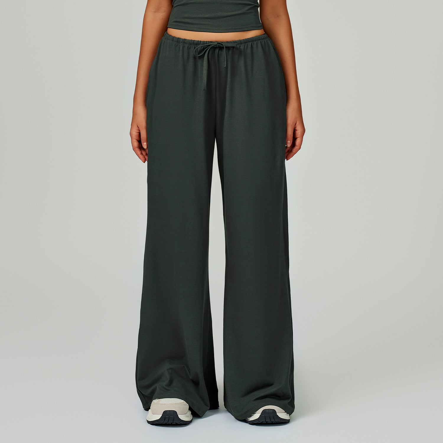 Elastic Waist Drawstring Wide-Leg Pants