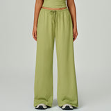 Elastic Waist Drawstring Wide-Leg Pants