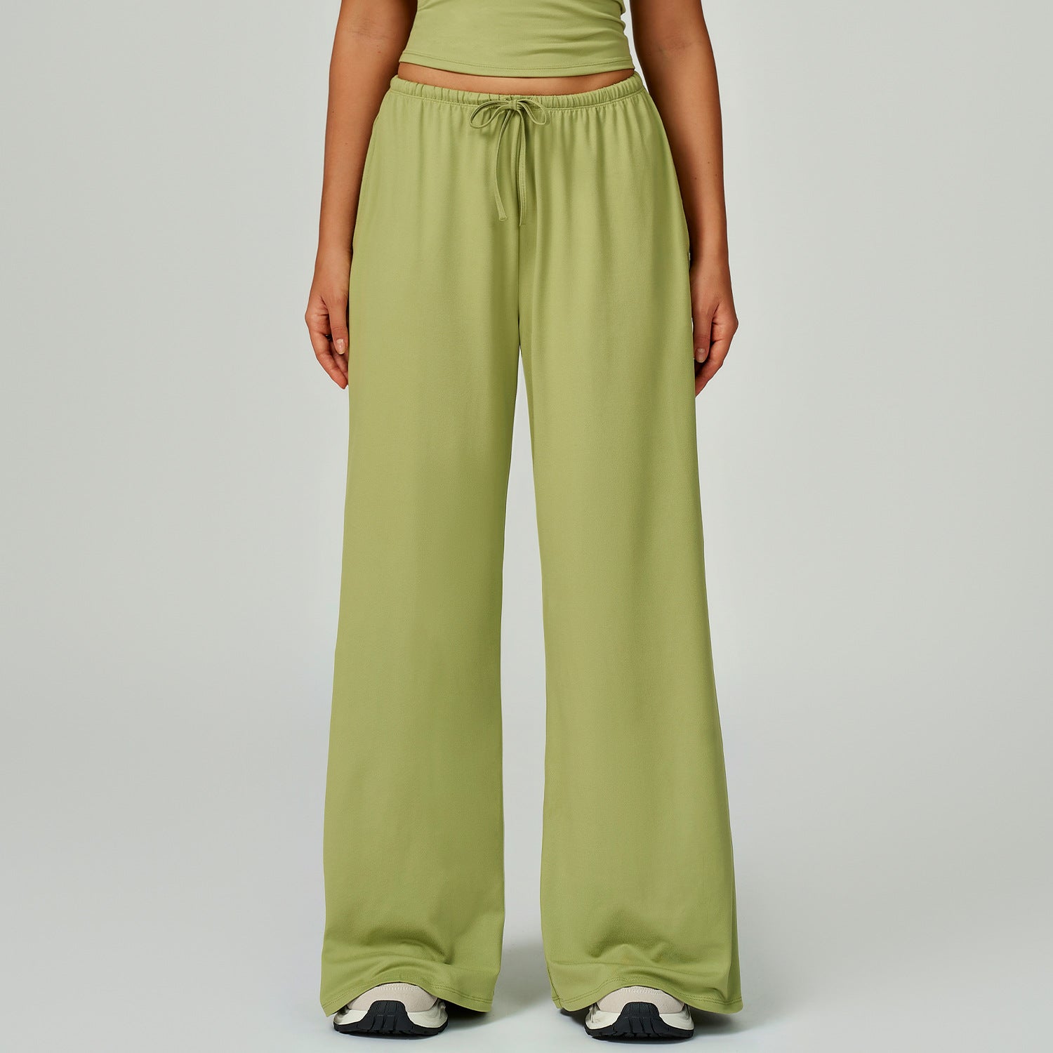 Elastic Waist Drawstring Wide-Leg Pants