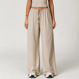 Elastic Waist Drawstring Wide-Leg Pants