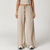 Elastic Waist Drawstring Wide-Leg Pants