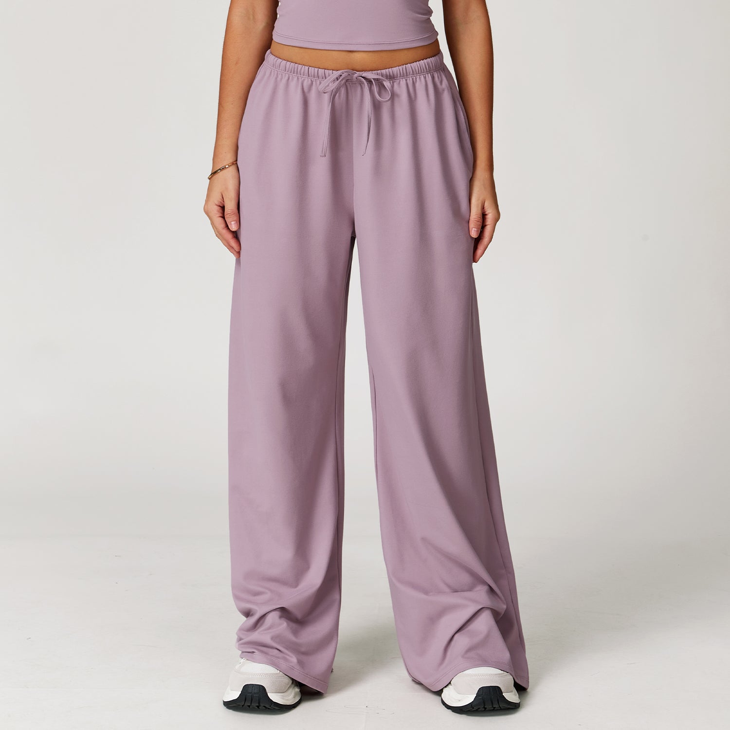Elastic Waist Drawstring Wide-Leg Pants
