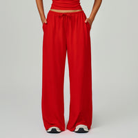 Elastic Waist Drawstring Wide-Leg Pants