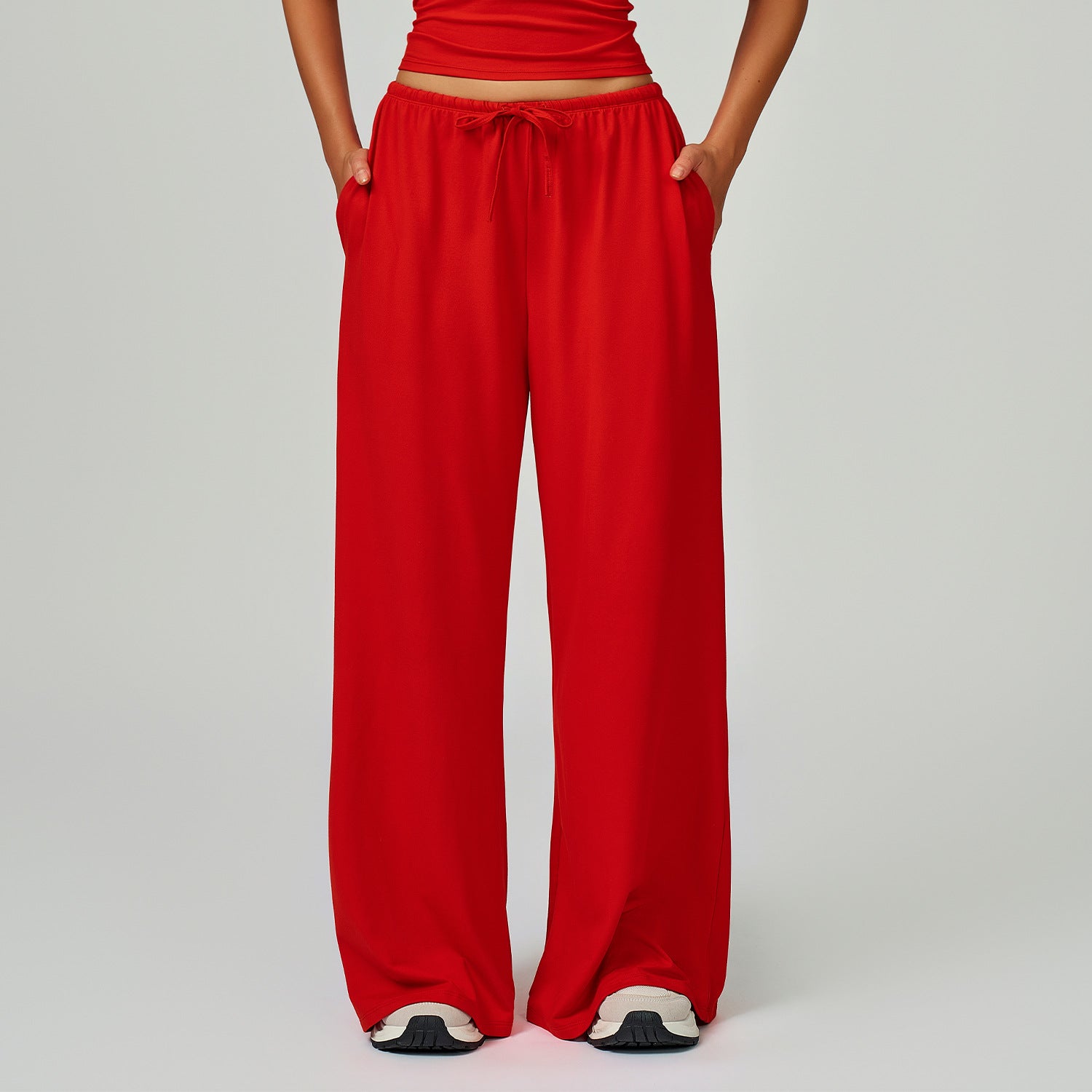 Elastic Waist Drawstring Wide-Leg Pants