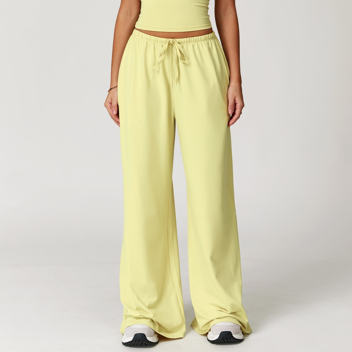 Elastic Waist Drawstring Wide-Leg Pants