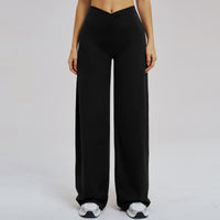 Cross V-Waist Straight-Leg Active Pants