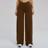 Cross V-Waist Straight-Leg Active Pants