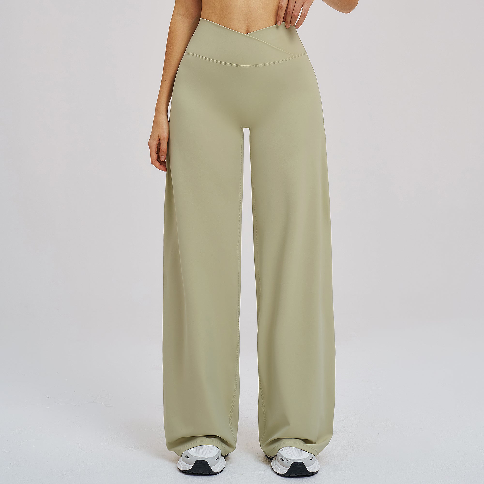 Cross V-Waist Straight-Leg Active Pants
