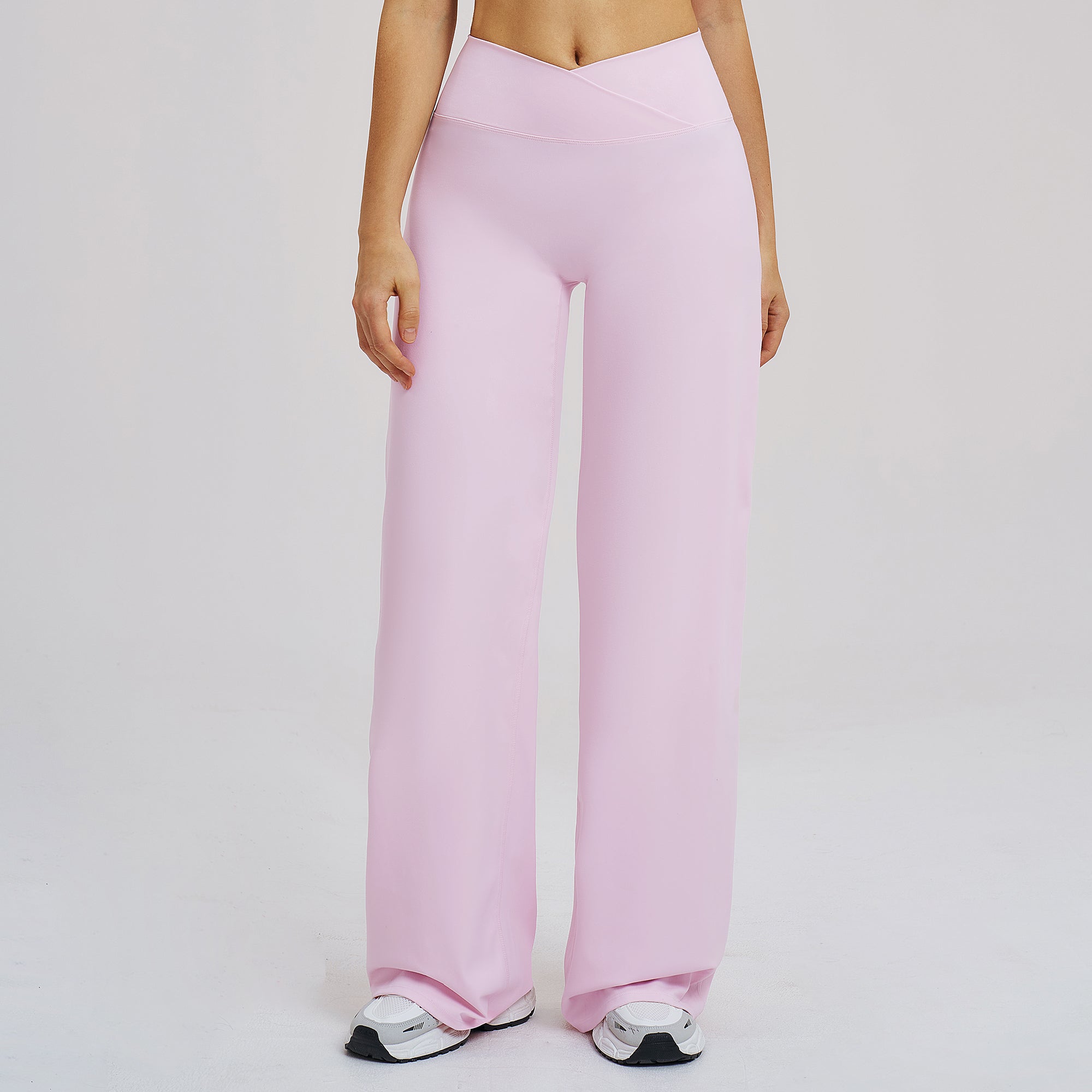 Cross V-Waist Straight-Leg Active Pants