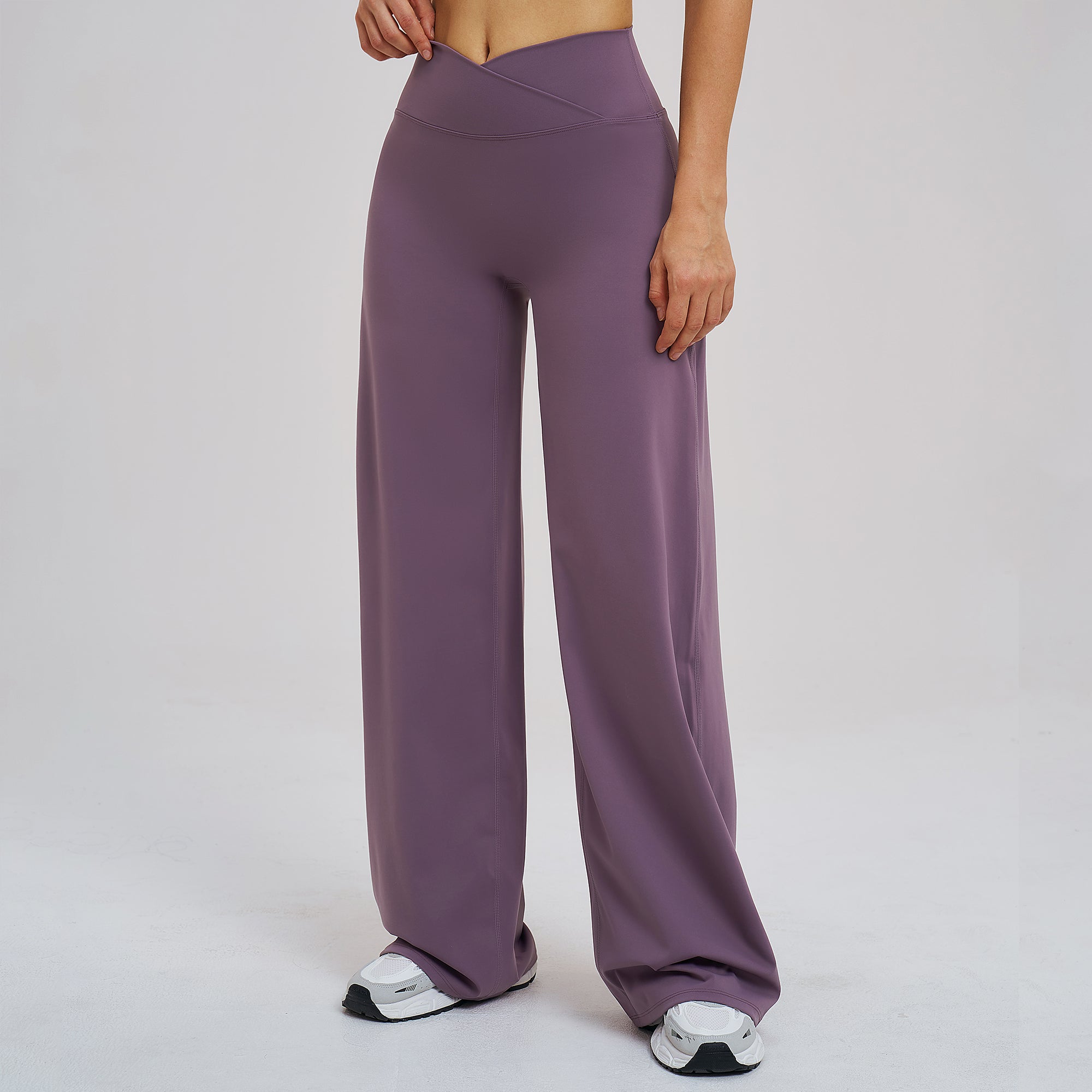 Cross V-Waist Straight-Leg Active Pants