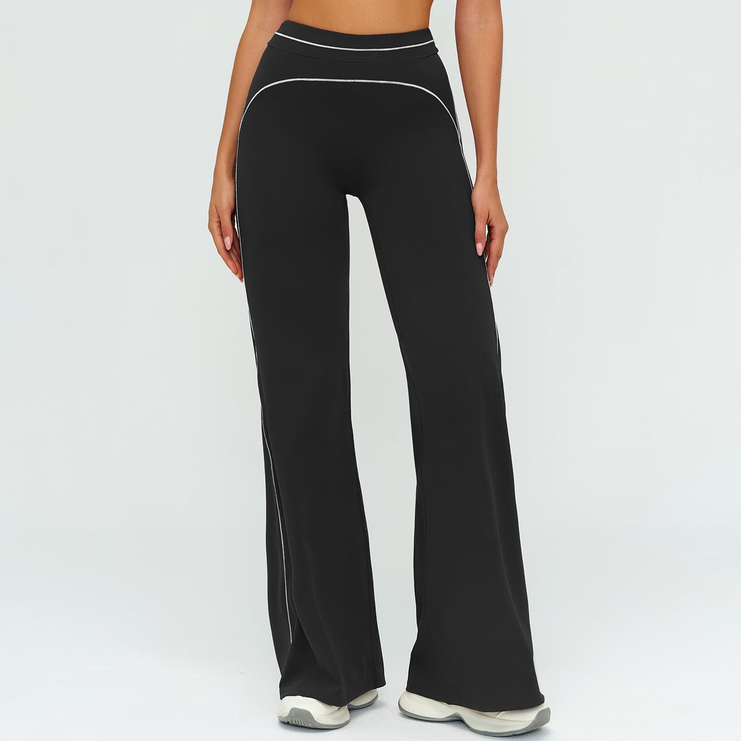 Contrast-Stitch Straight Leg Pants