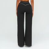 Contrast-Stitch Straight Leg Pants