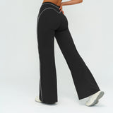Contrast-Stitch Straight Leg Pants